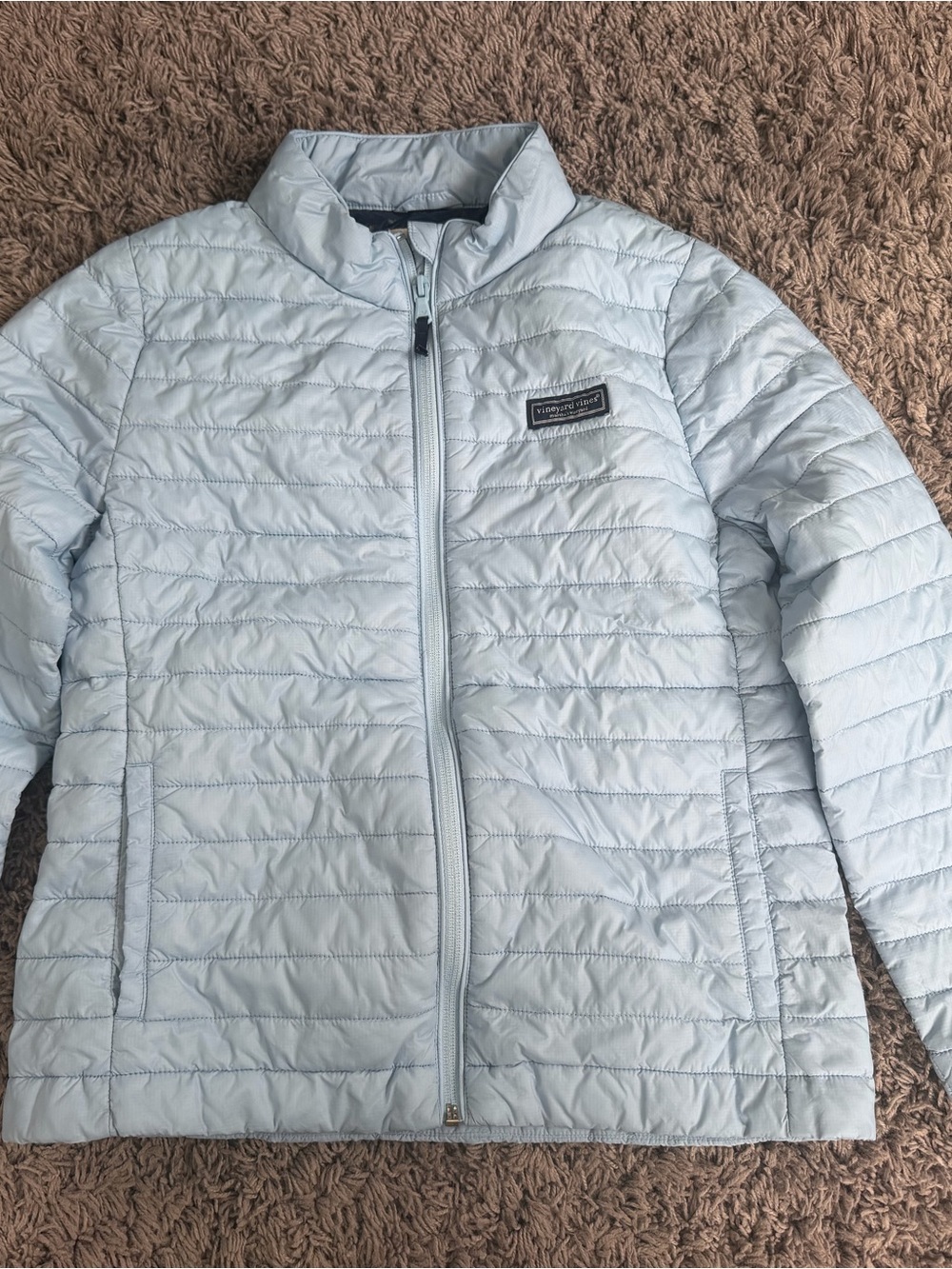 Vineyard Vines Pale Blue Quilted Packable Puffer Jacket